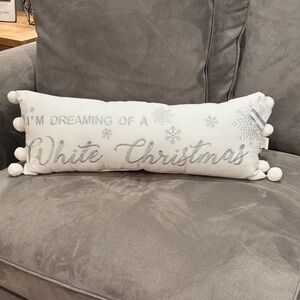 Ashland White and Silver Holiday Pillow